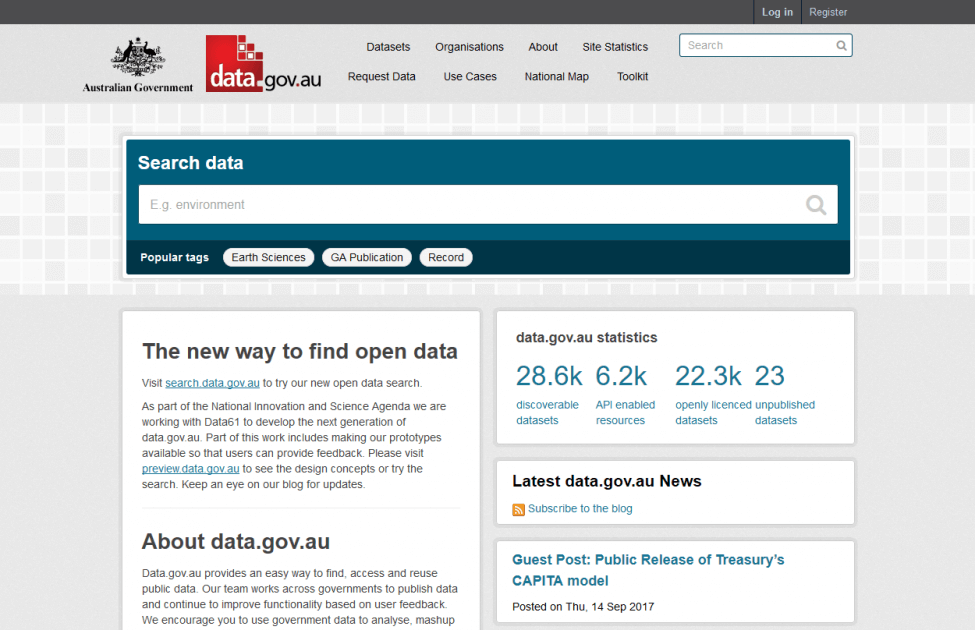 Data.gov.au CKAN homepage