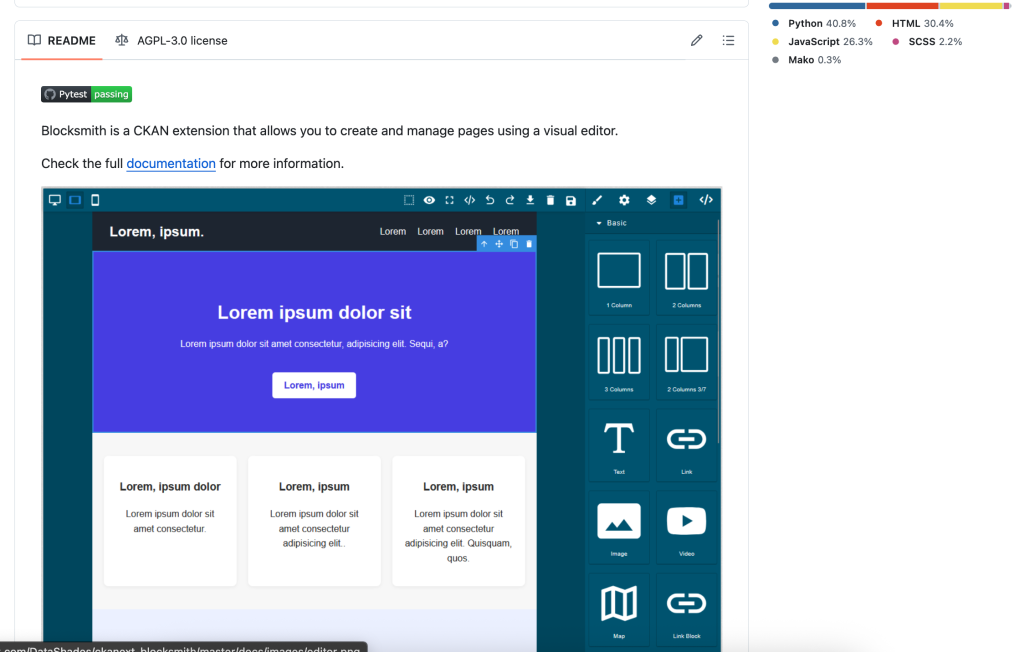 ckanext-blocksmith - CKAN extension by Link Digital