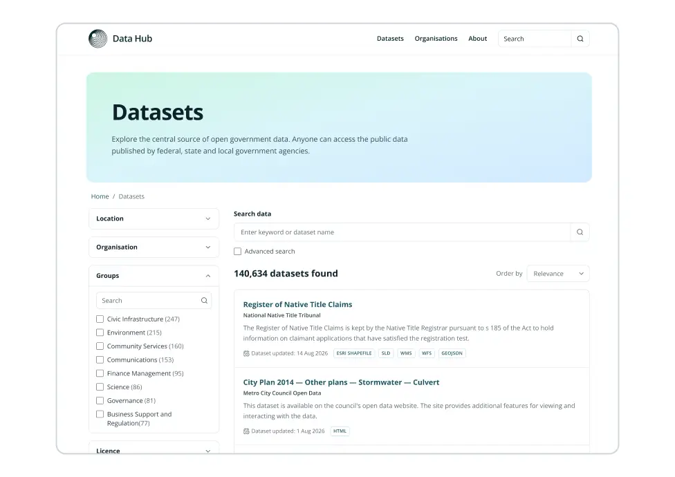 Datasets interface based on CKAN - Link Digital